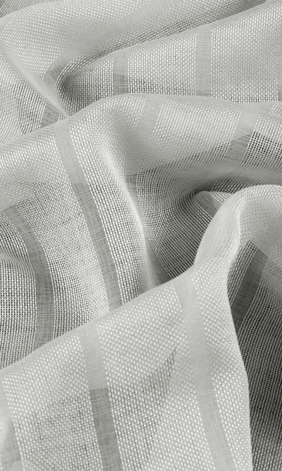 Textured Striped Sheer Free Fabric Material Sample (Grey)