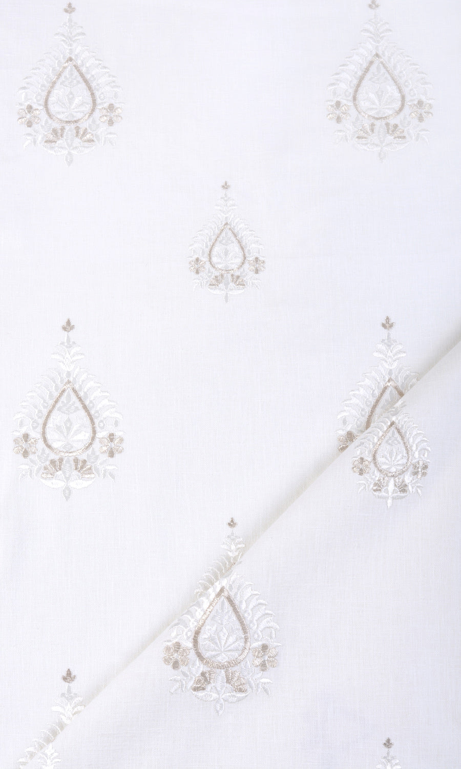 Embroidery Fabric Material By the Yard (Pure White/ Pale Gray)