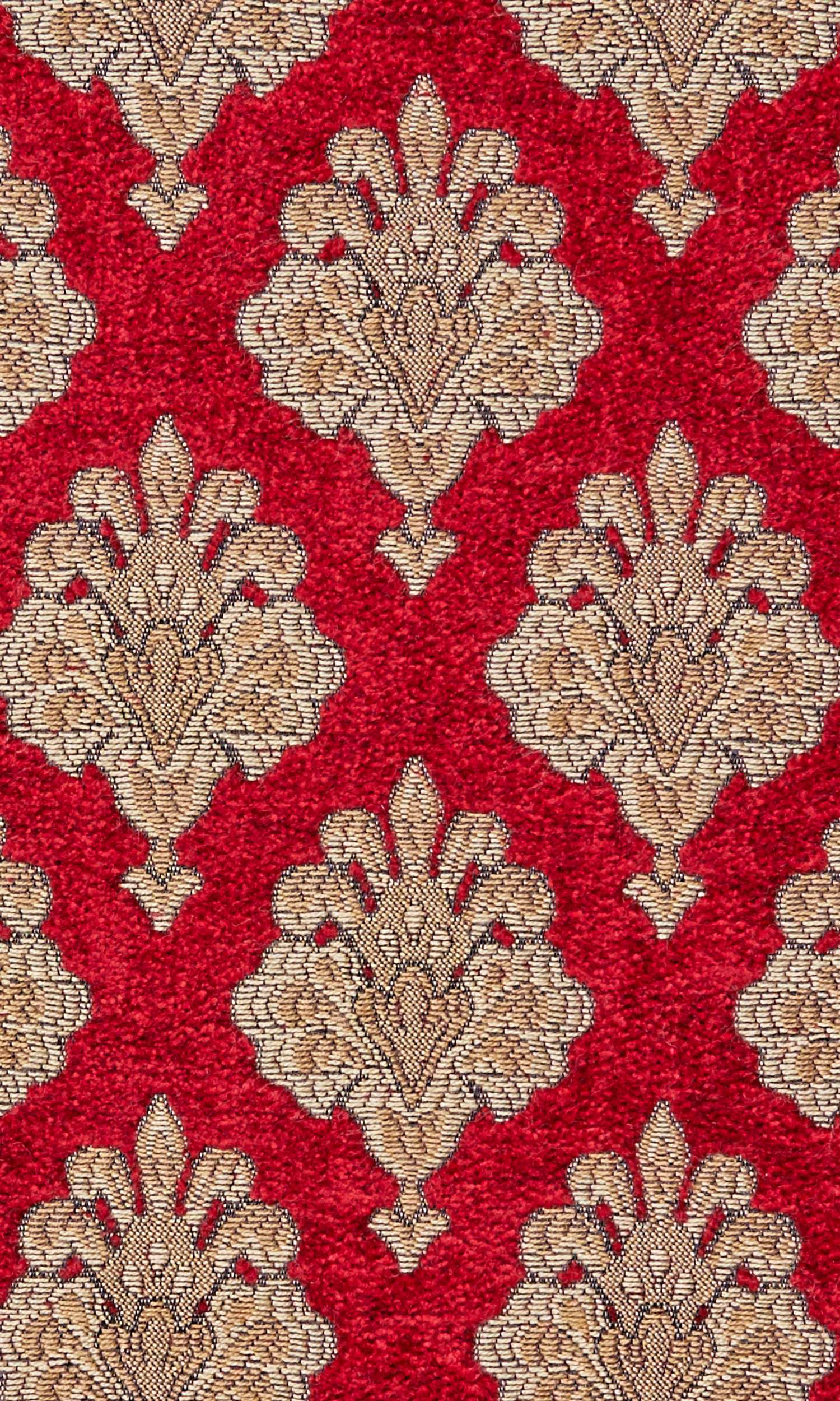 Floral Velvet Home Textile Fabric Material By the Yard (Beige/ Brown/ Red)