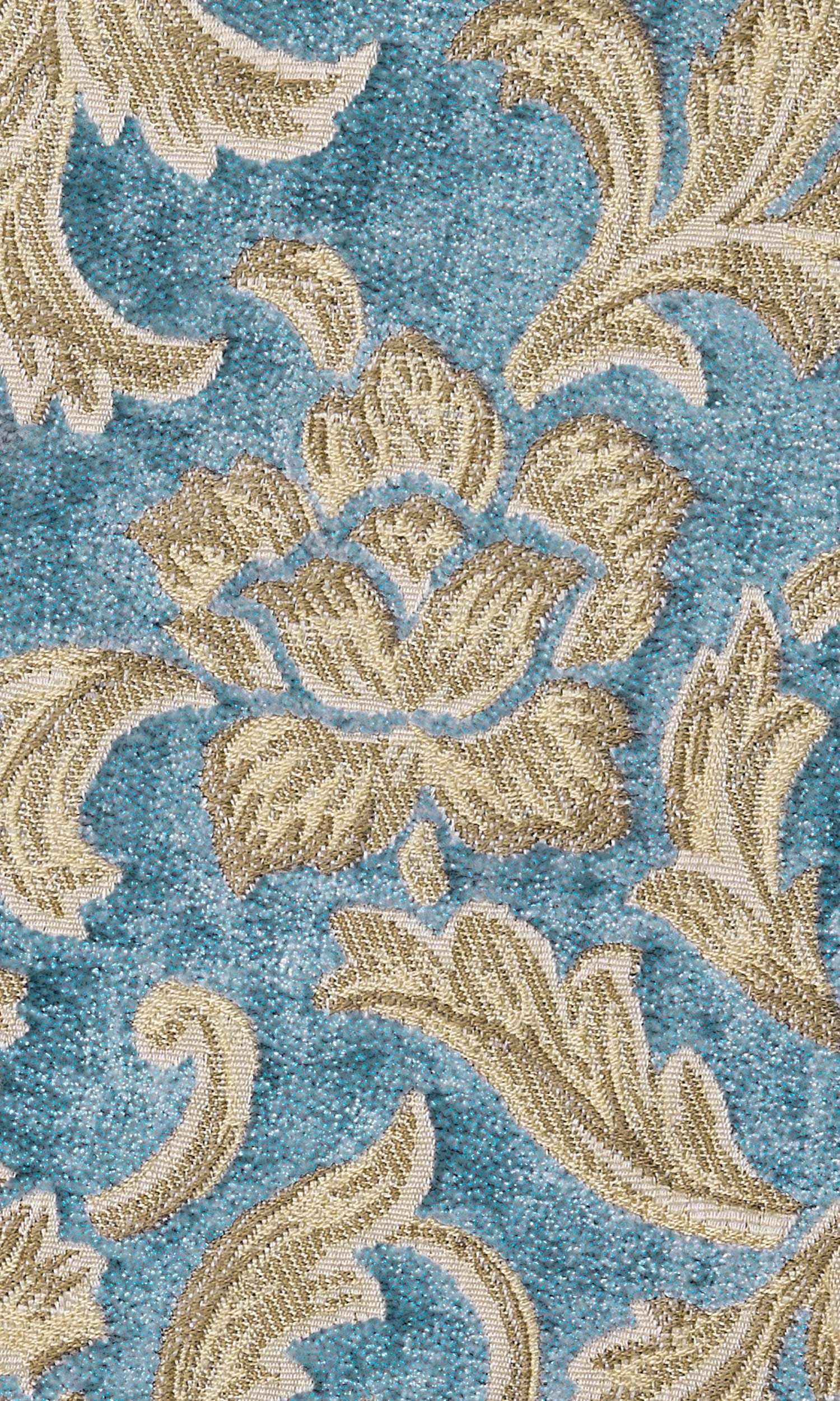 Floral Velvet Home Textile Fabric Material By the Yard (Beige/ Brown/ Blue)