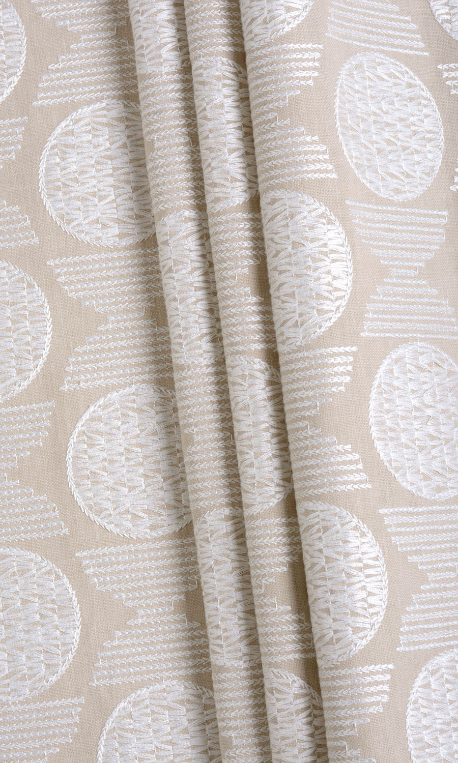 Geometric Patterned Fabric Material By the Yard (Beige/ White)