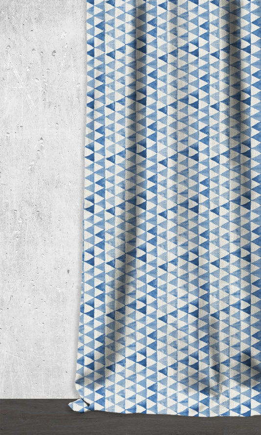 Triagonal Print Shades (Eggshell White/ Blue)