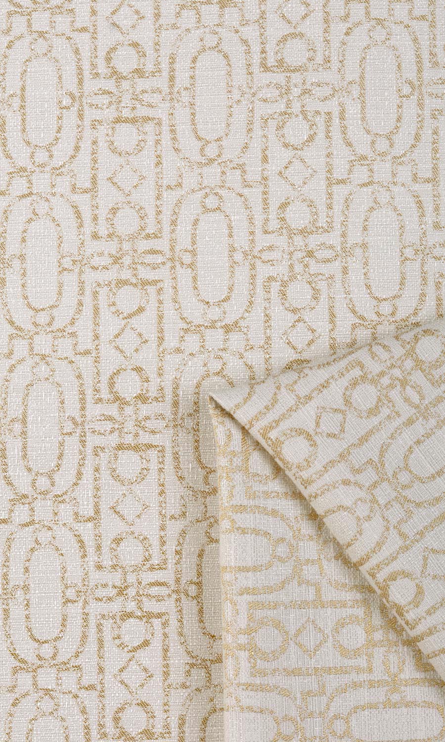 Trellis Poly-Cotton Fabric By the Yard for Curtains & Drapes (Off White/ Pale Beige)