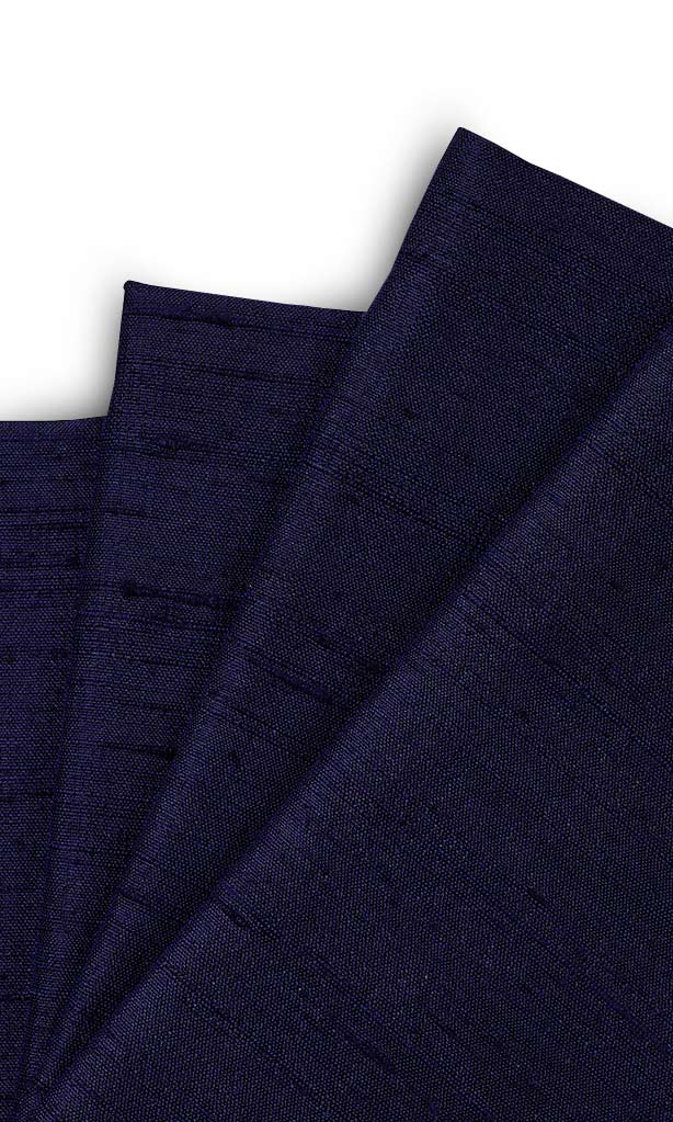 Pure Silk Window Treatments Fabric By the Yard (Navy Blue)
