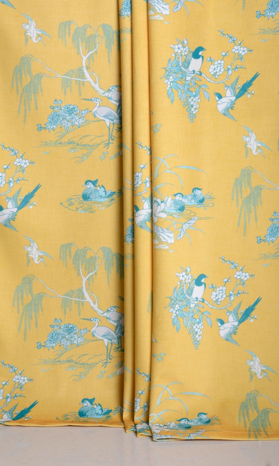 Chinoiserie Toile Velvet Home Décor Fabric By the Yard (Yellow)