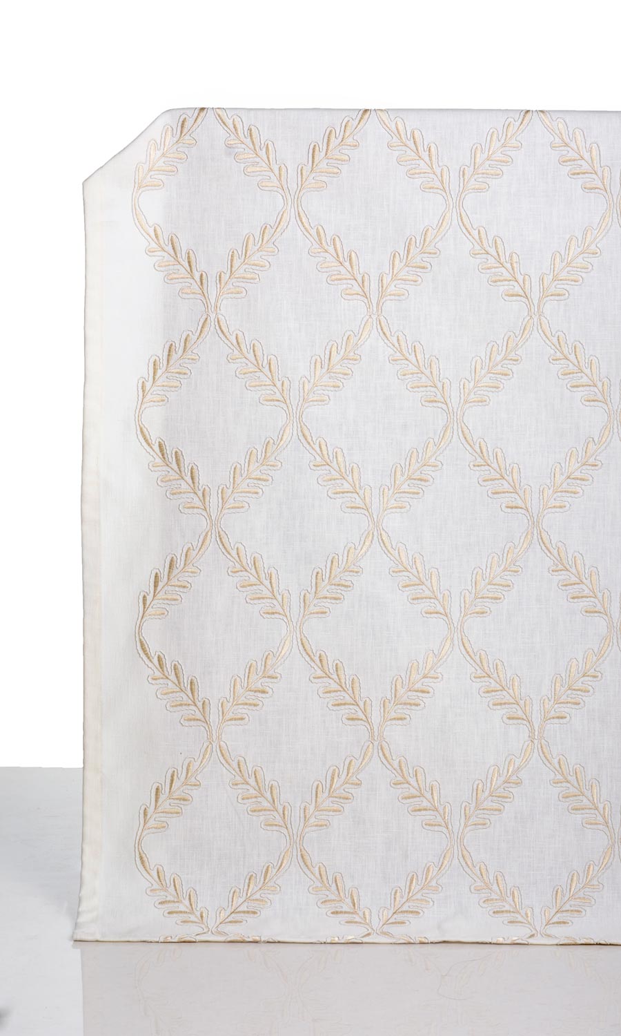Poly-Linen Embroidered Window Treatments Fabric Sample (White/ Cream)