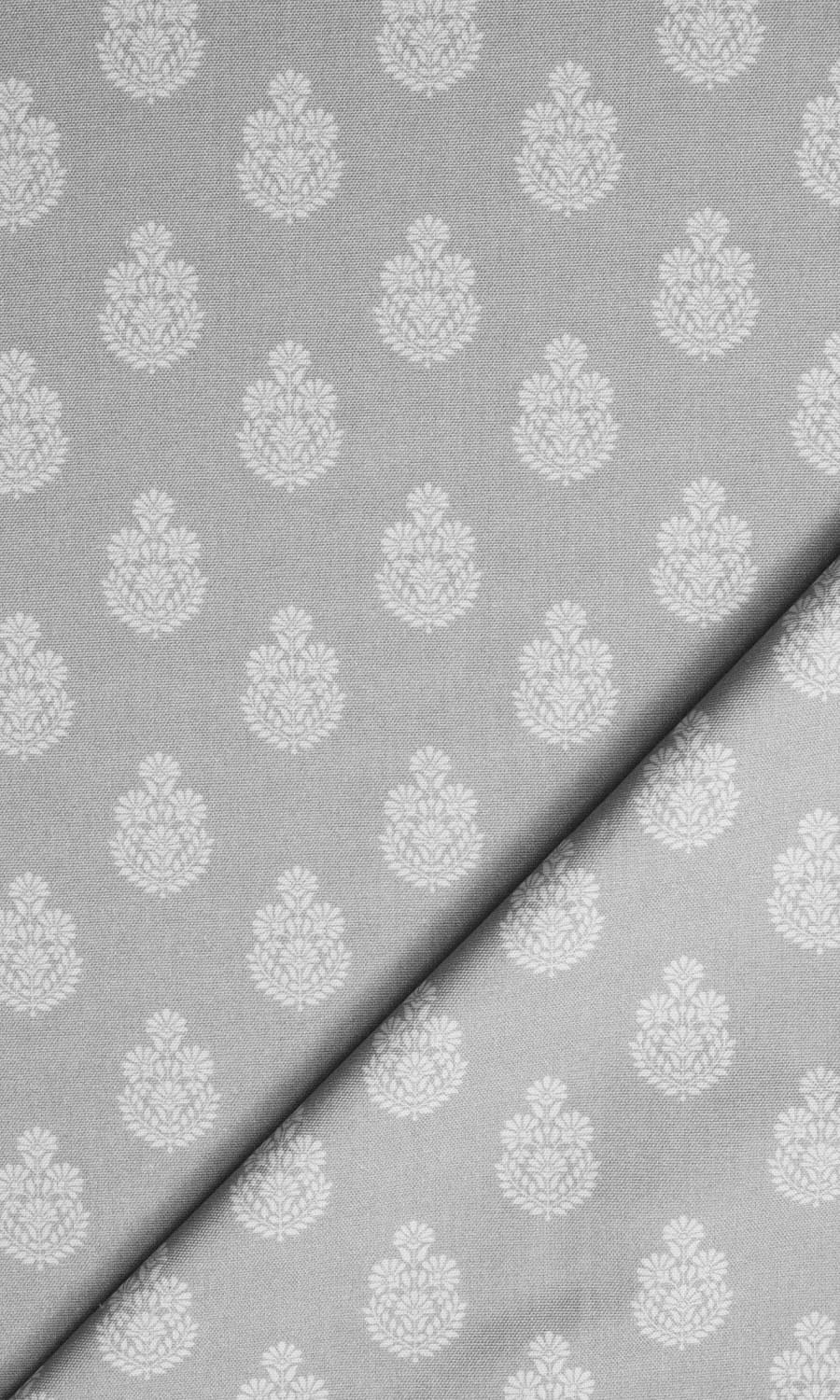 Floral Cotton Home Textile Fabric Material By the Yard (Silver Grey)