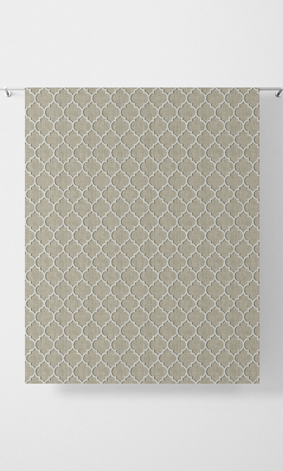 Trellis Tile Print Home Textile Fabric Material By the Metre (Beige/ White)