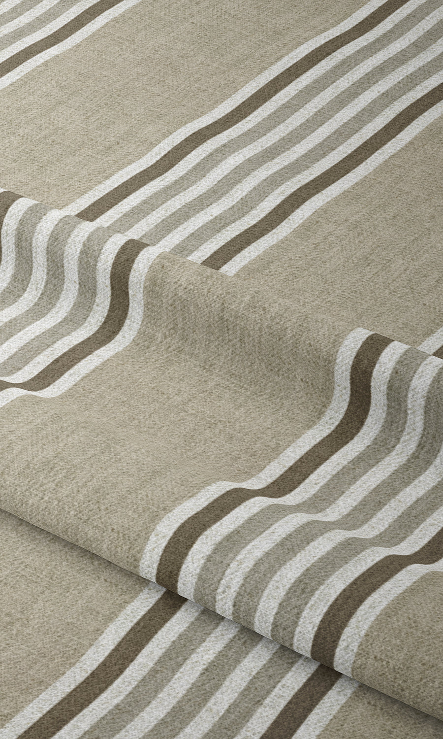 Striped Window Treatments Fabric By the Metre (Sand Beige/ Peanut Brown)