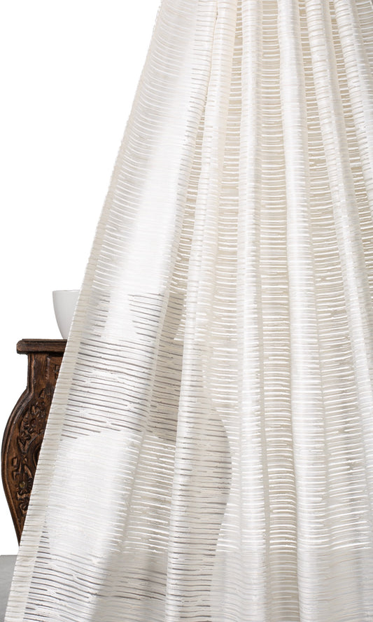 Striped Sheer Home Décor Fabric By the Yard (Cream)