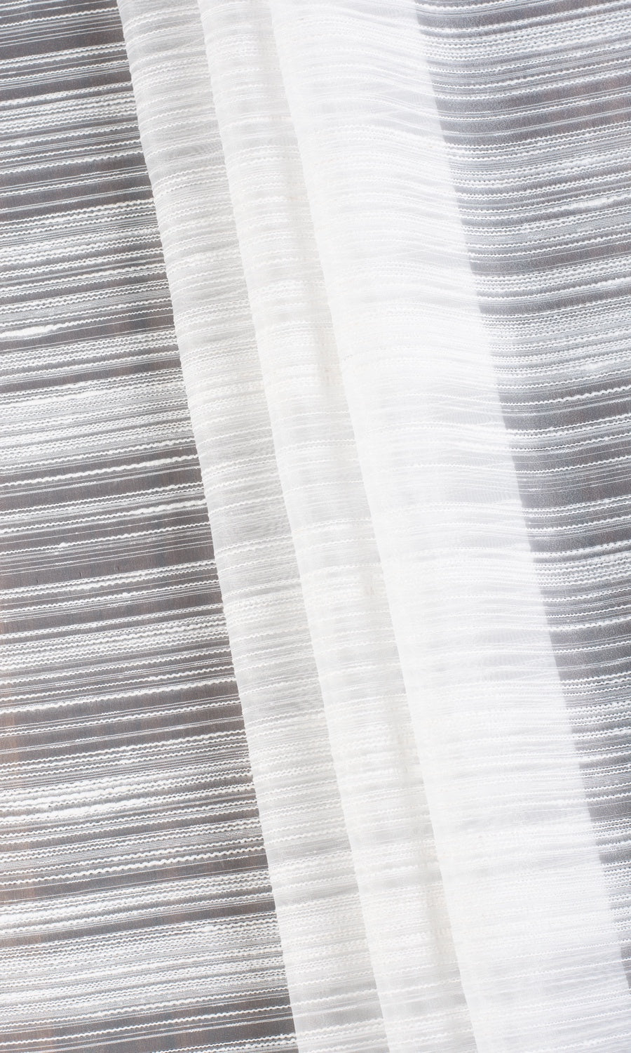Striped Sheer Fabric Material By the Yard (White)
