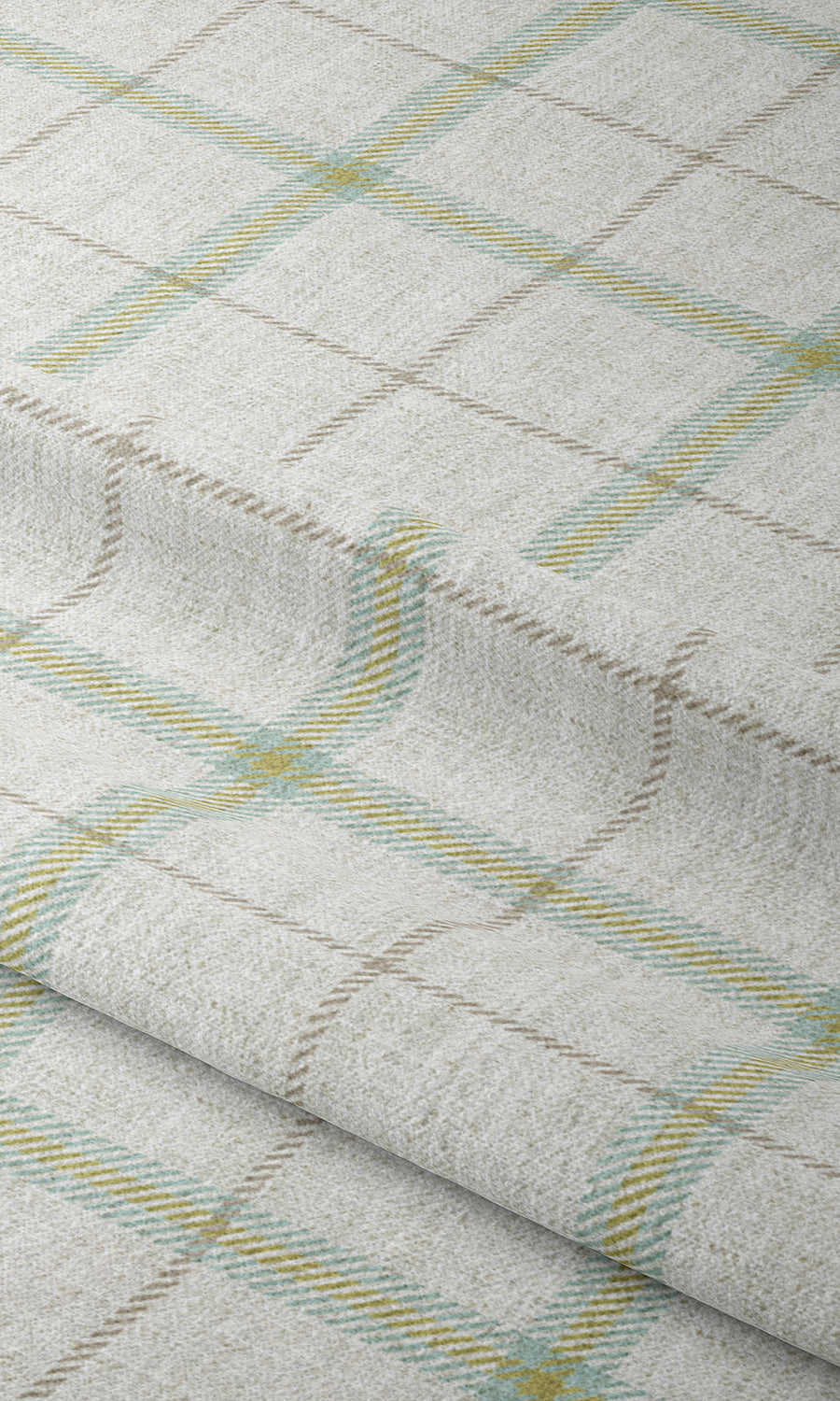 Check Print Home Textile Fabric Material Sample (White/ Blue/ Green)