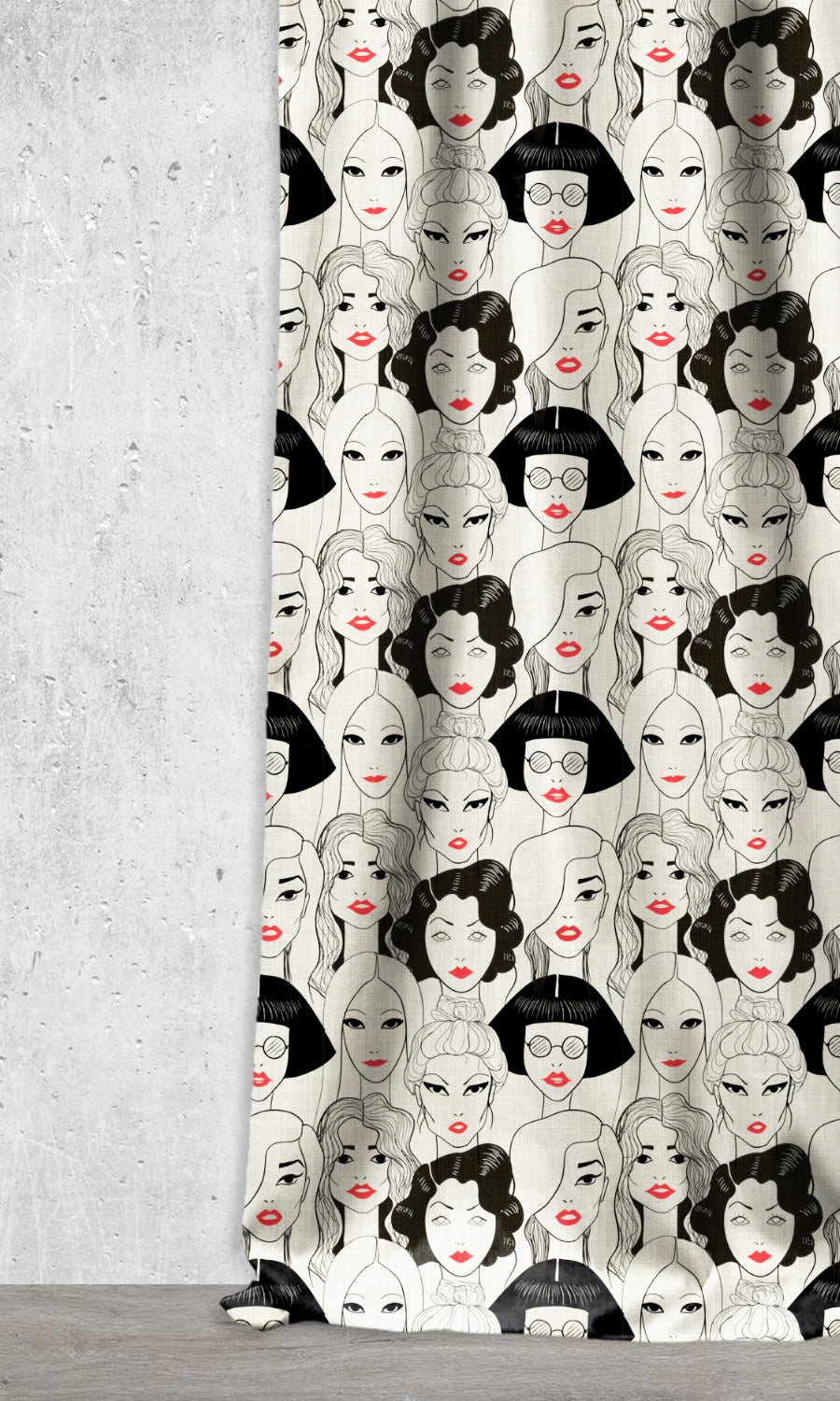 Pop Art Theme Home Décor Fabric By the Metre (Black/ White/ Red)