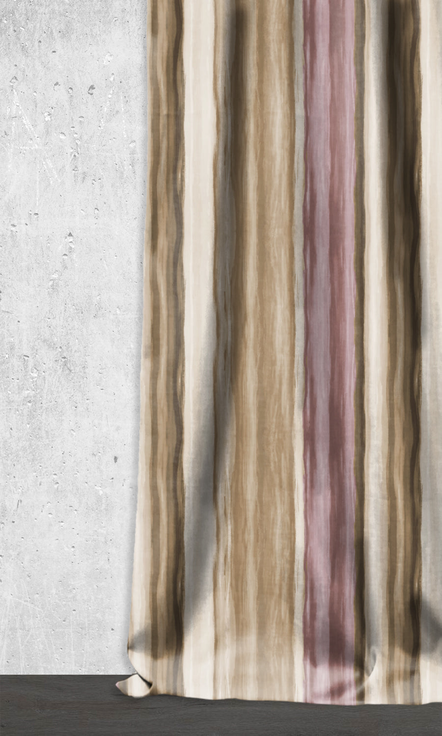 Modern Striped Window Treatments Fabric By the Yard (Pink/ Brown)
