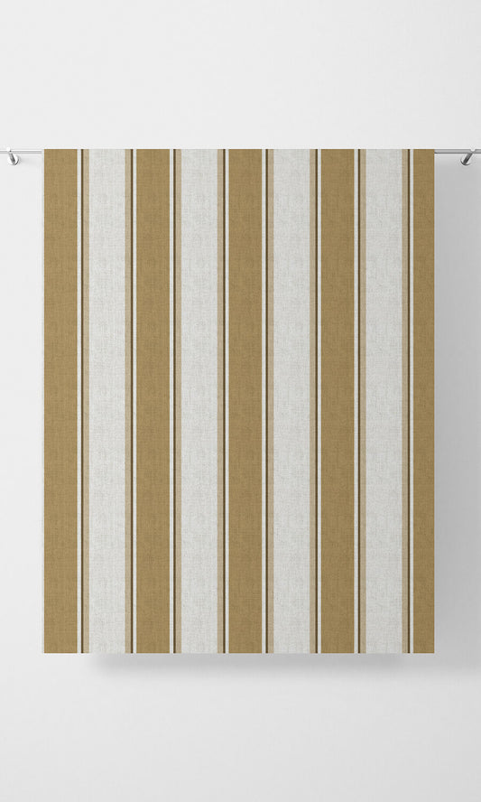 Striped Home Décor Fabric By the Yard (Ochre Yellow/ White/ Brown)