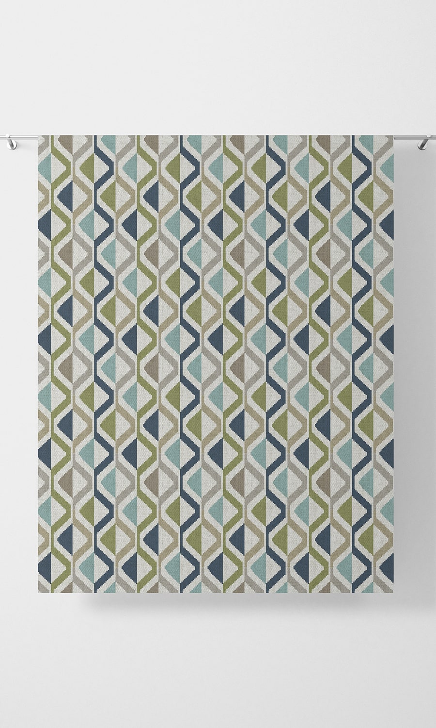 Chevron Striped Home Décor Fabric By the Metre (Blue/ Green/ Grey)