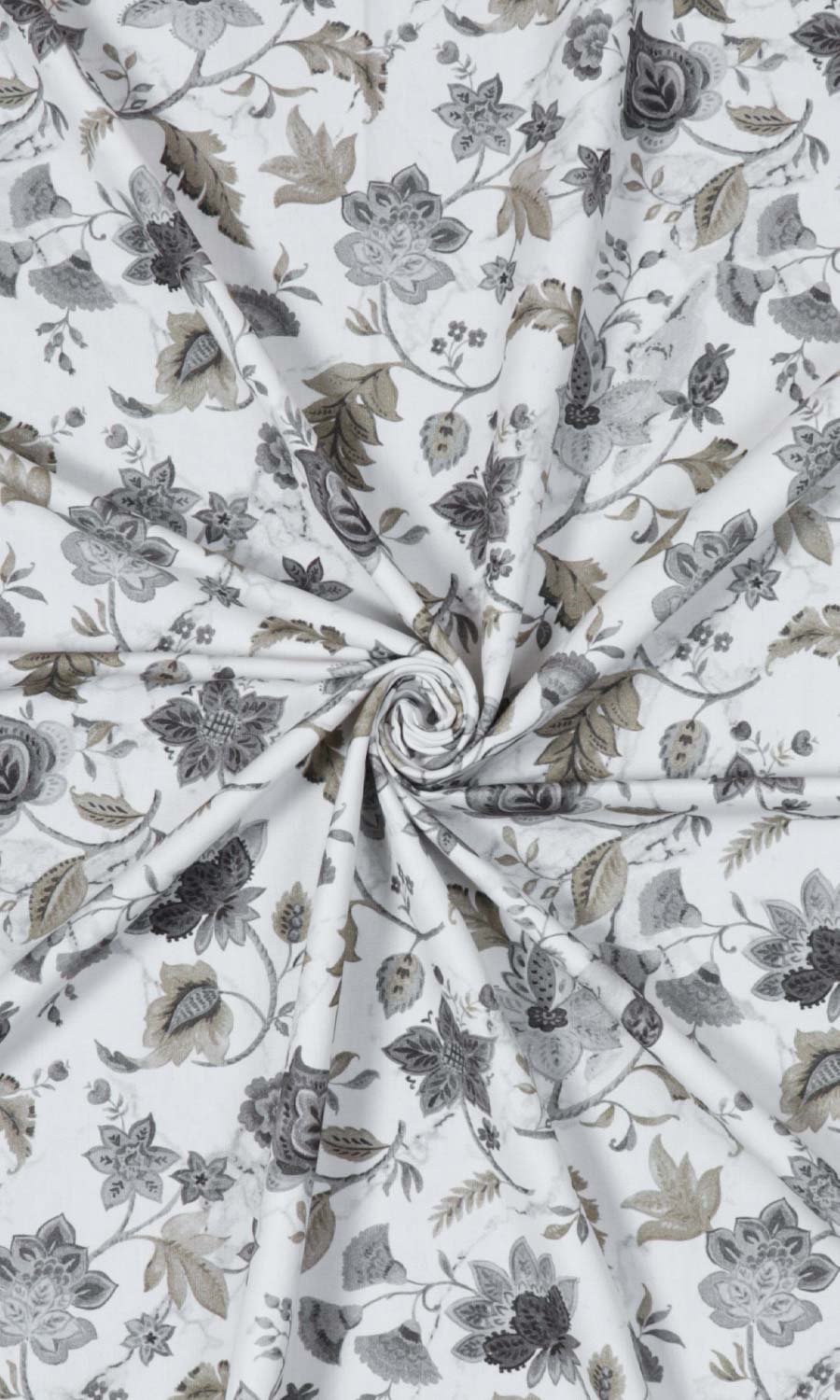 Floral Cotton Free Fabric Material Sample (White/ Grey/ Beige)