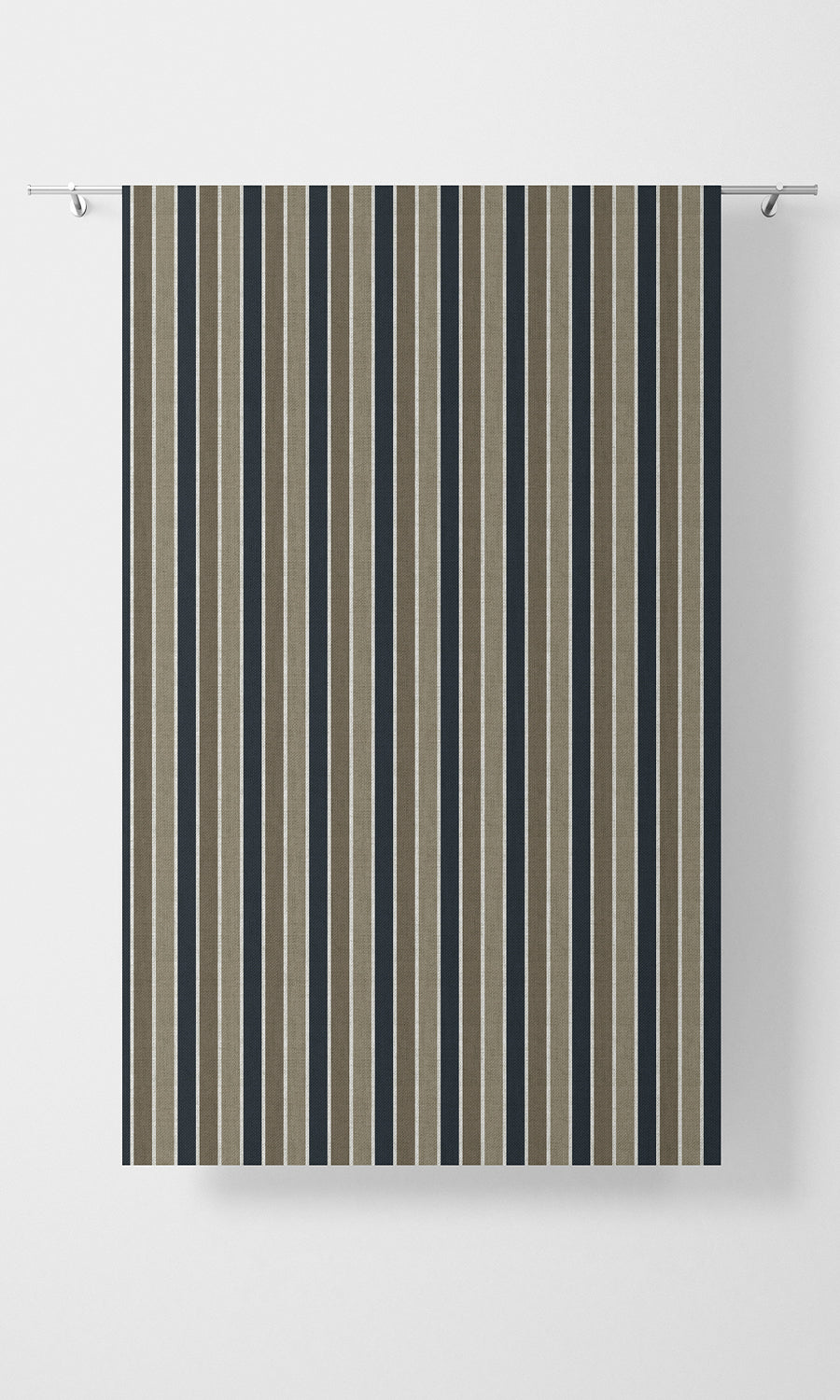 Striped Home Textile Fabric Material By the Metre (Navy Blue/ Brown)