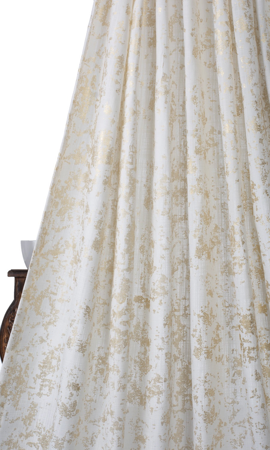 Metallic Abstract Print Home Décor Fabric Sample (Cream/ Golden)