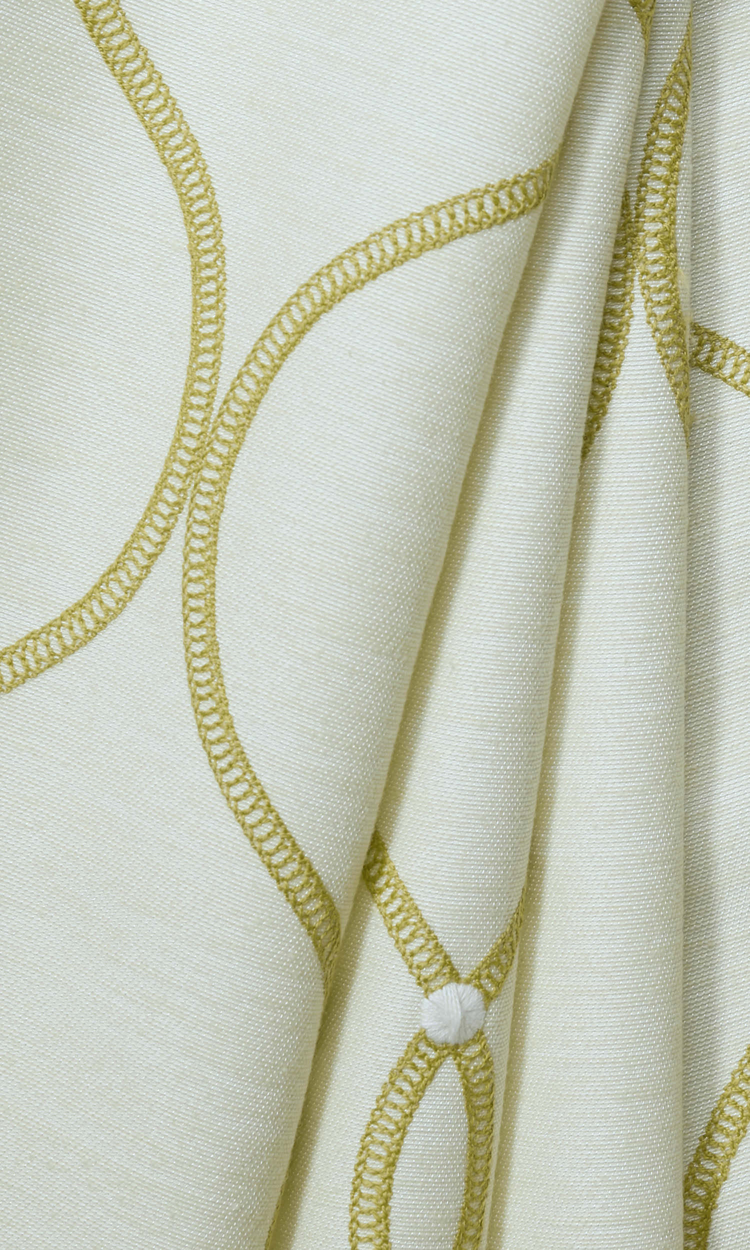 Ogee Embroidery Window Treatments Fabric By the Yard (White/ Yellow)
