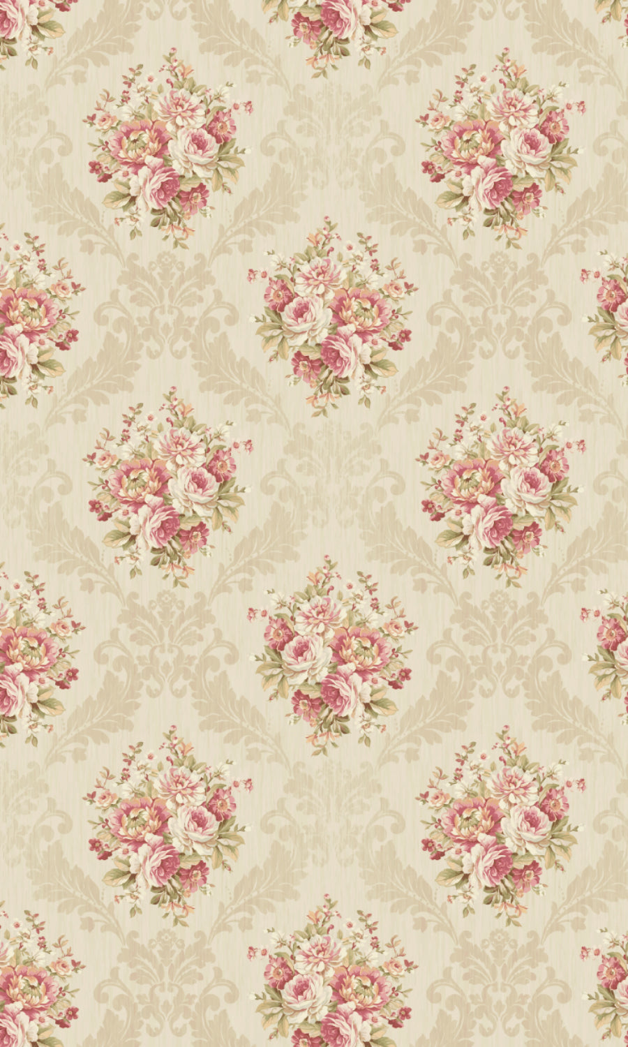 Dimout Floral Home Textile Fabric Material Sample (Pink/ Creamy-Beige)