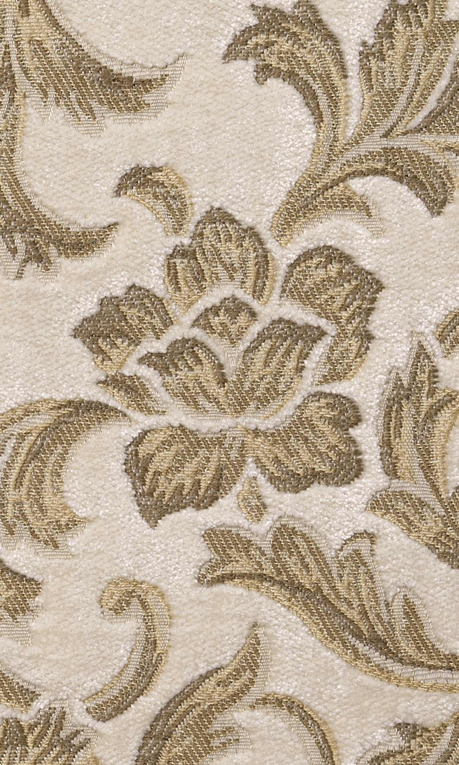 Floral Velvet Home Textile Fabric Material Sample (Beige/ Brown)