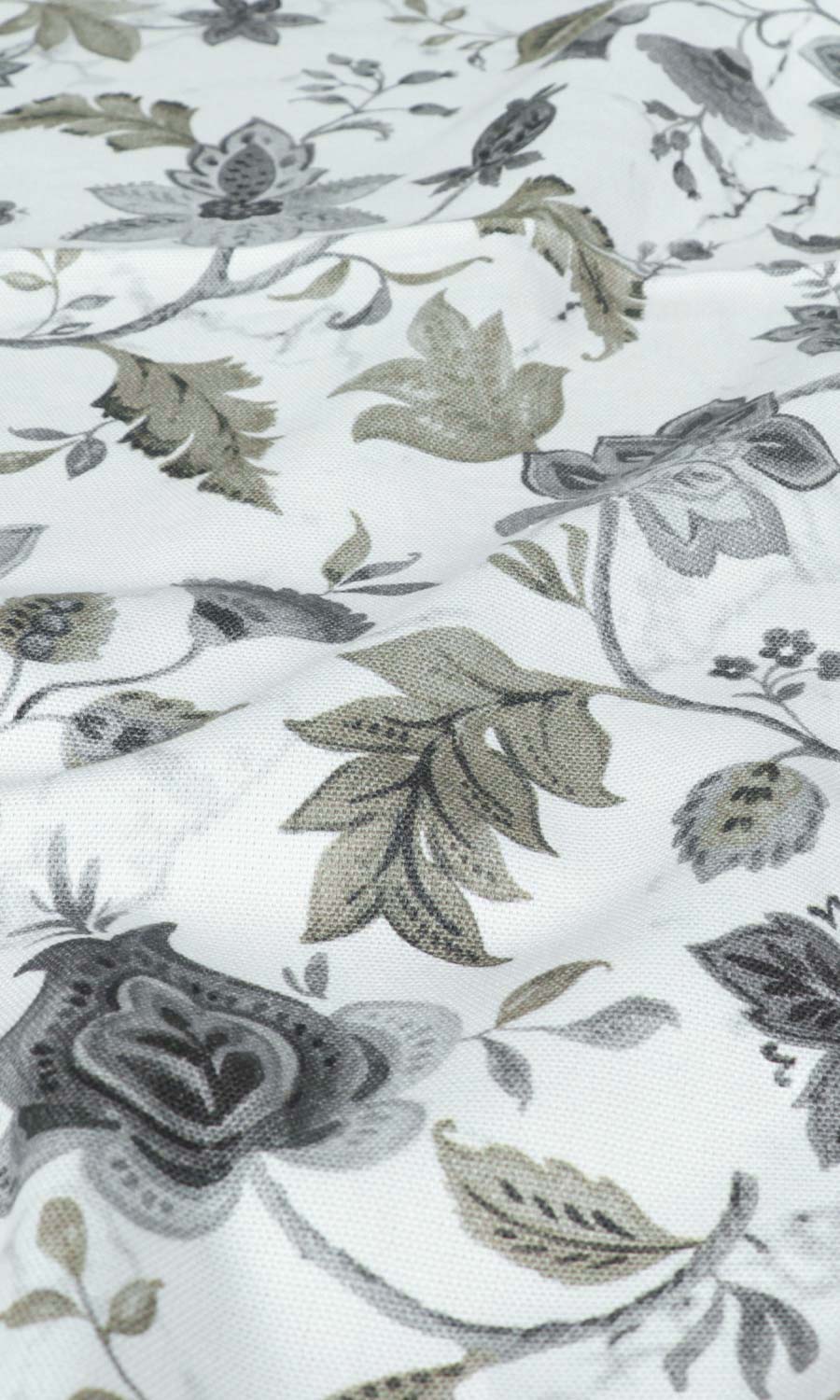 Floral Cotton Home Textile Fabric Material By the Yard (White/ Grey/ Beige)