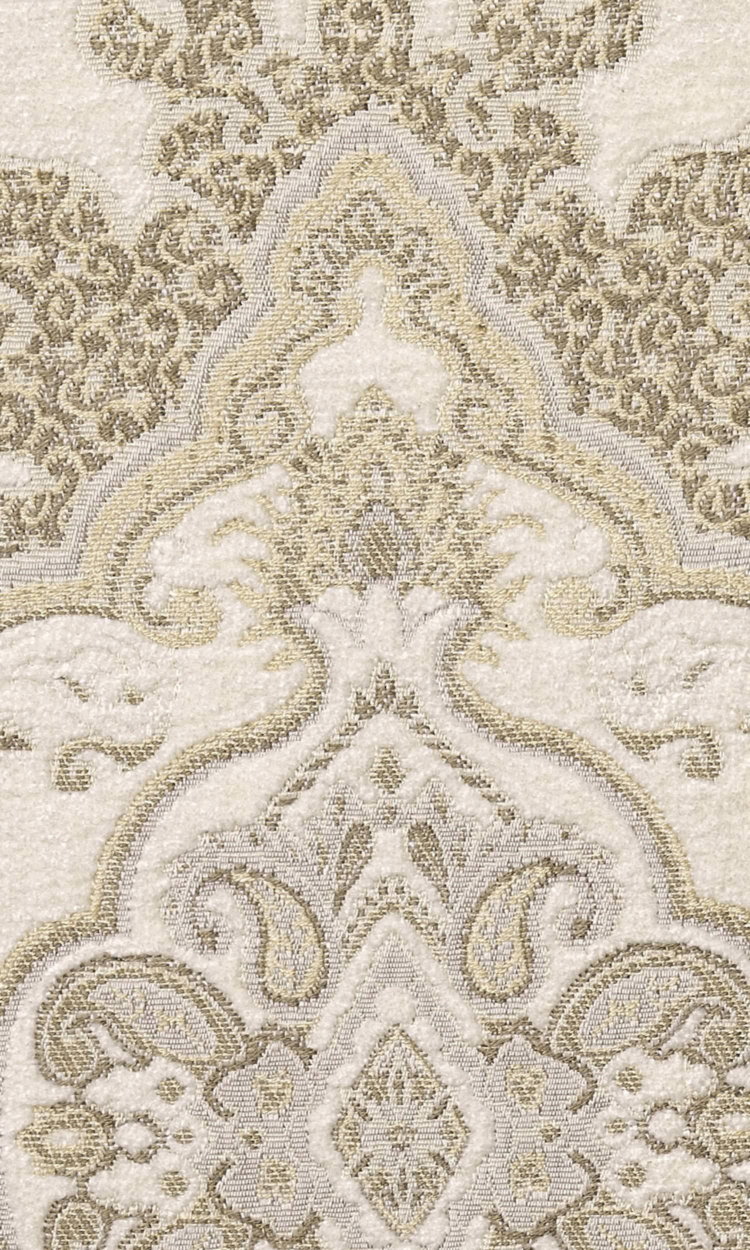 Damask Velvet Home Textile Fabric Material By the Yard (White/ Beige/ Brown)