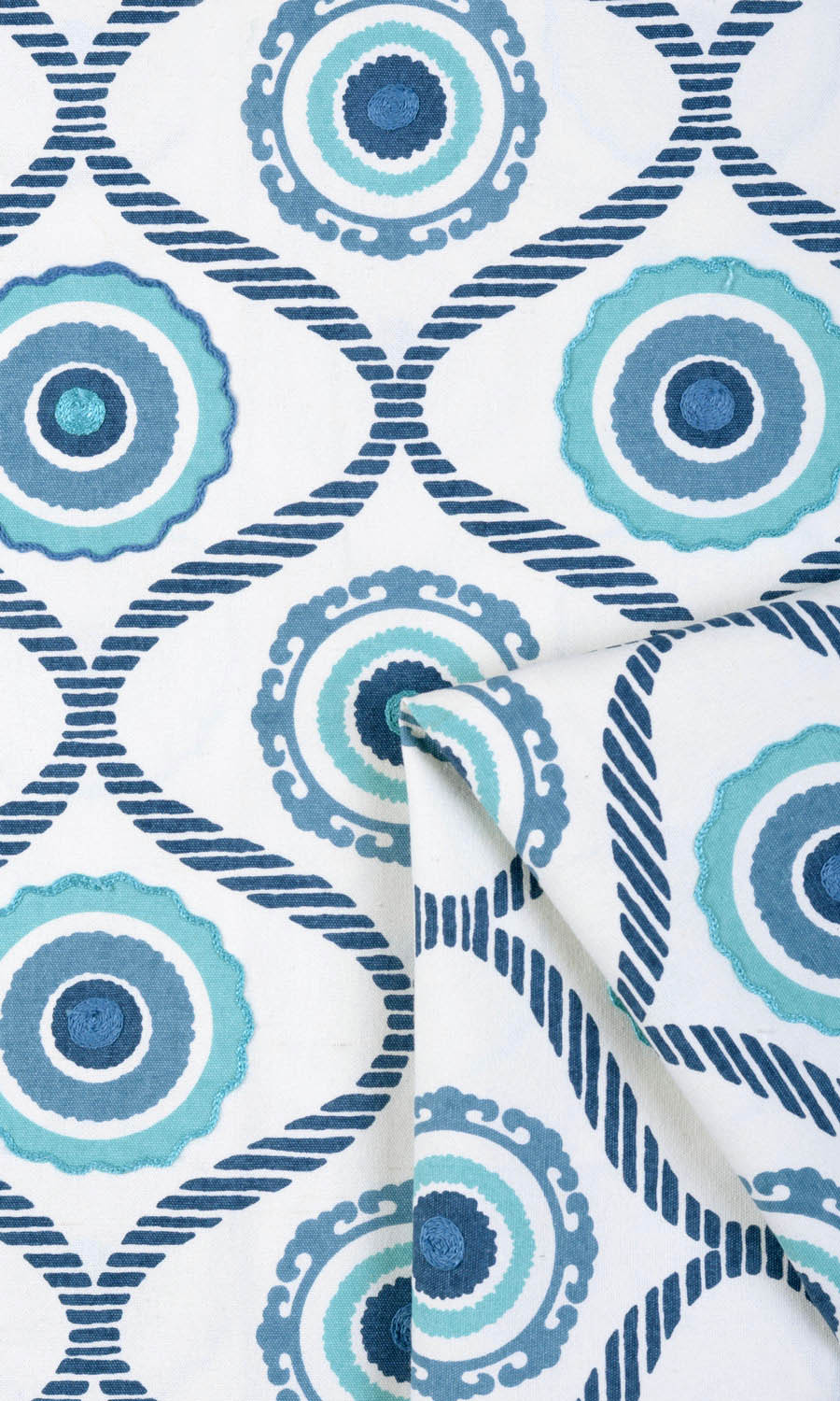Printed Fabric By the Yard for Curtains & Drapes (Blue/ White)