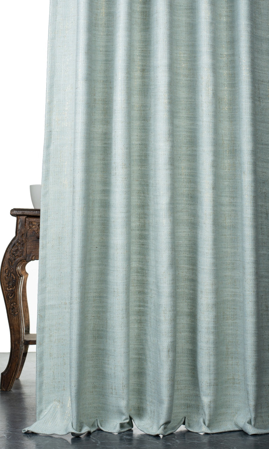 Metallic Print Poly-Linen Window Treatments Fabric By the Yard (Powder Blue)