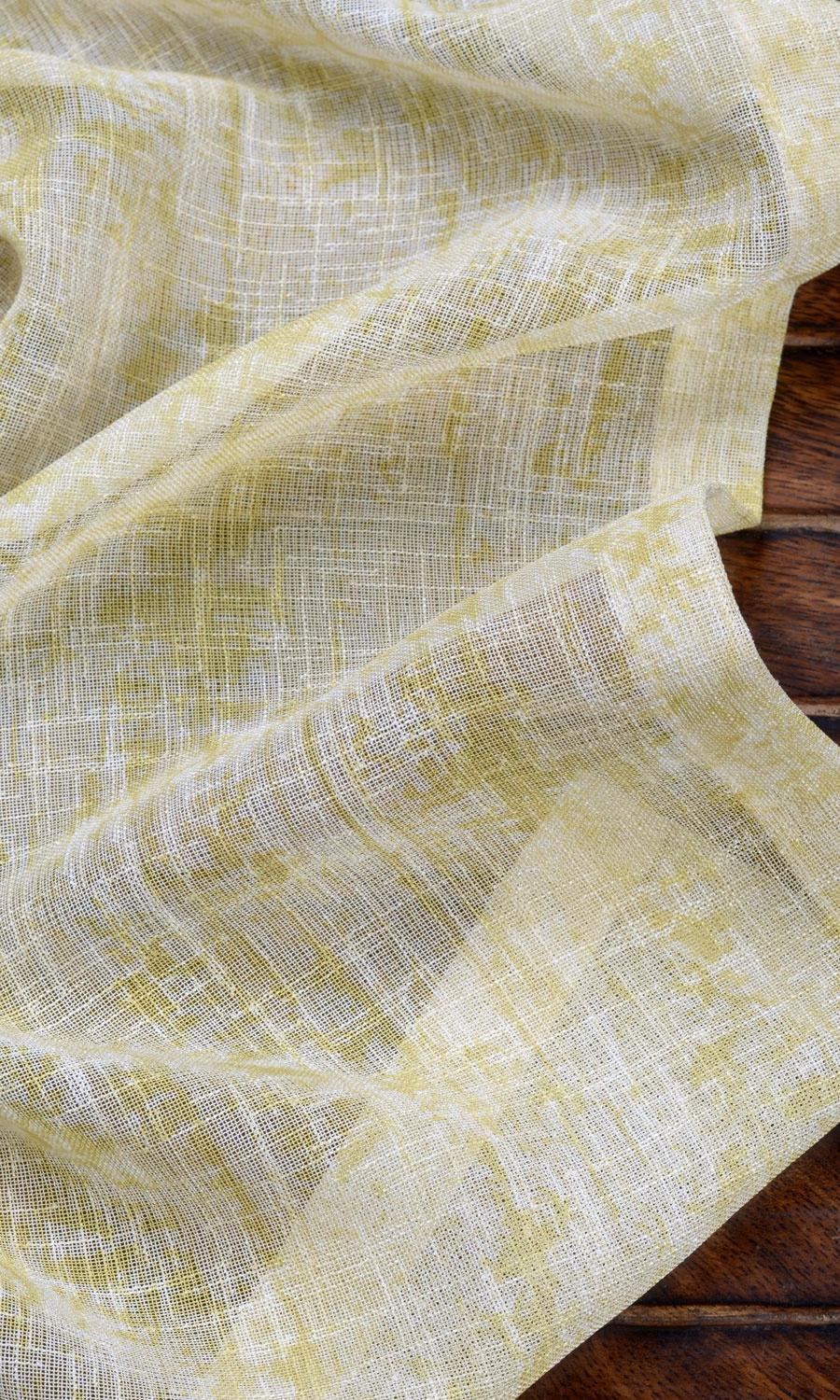 Textured Sheer Home Textile Fabric Material Sample (Yellow-Green)