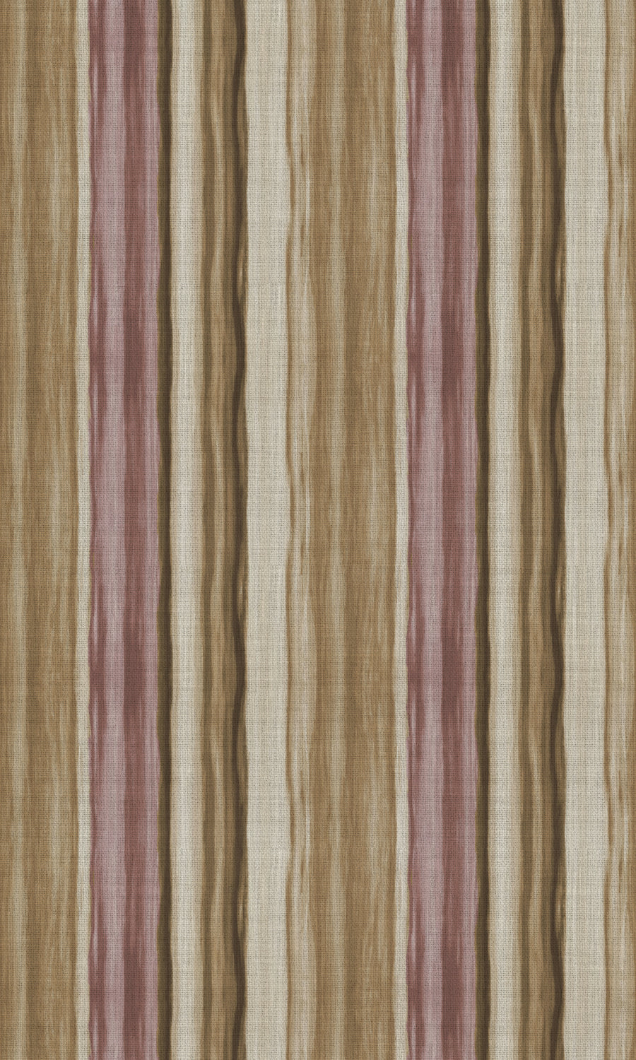 Watercolor Effect Striped Fabric Material By the Metre (Pink/ Brown)