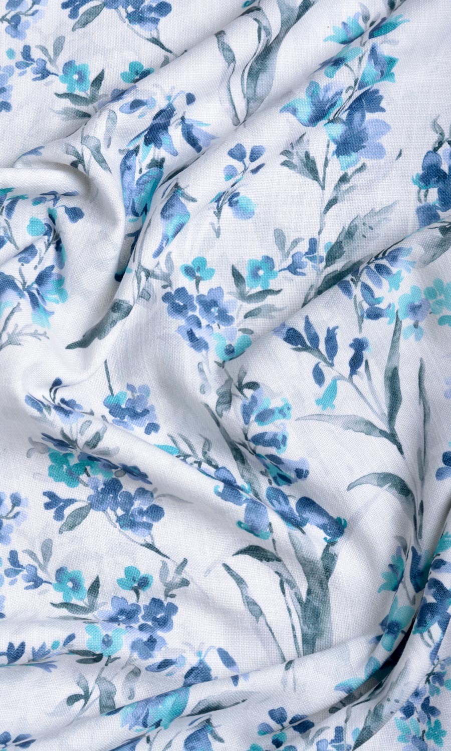 Floral Print Fabric Sample for Roman Blinds & Shades (Blue/ Grey)