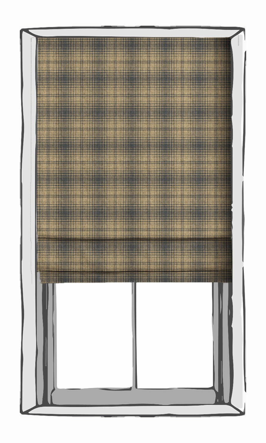 Plaid Window Treatments Fabric Sample (Yellow & Navy Blue/Grey)