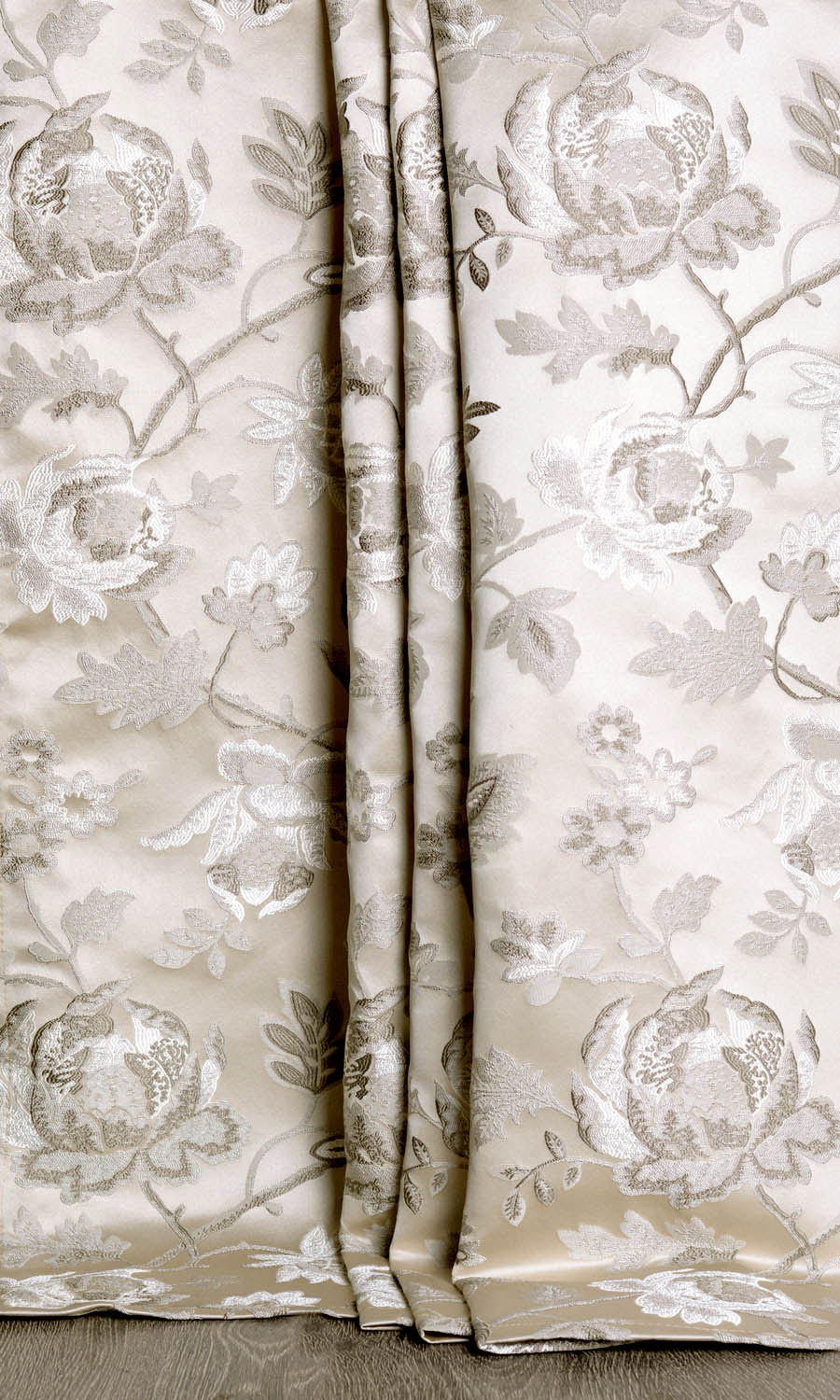 Floral Home Textile Fabric Material By the Yard (Beige/ Brown/ Ivory)
