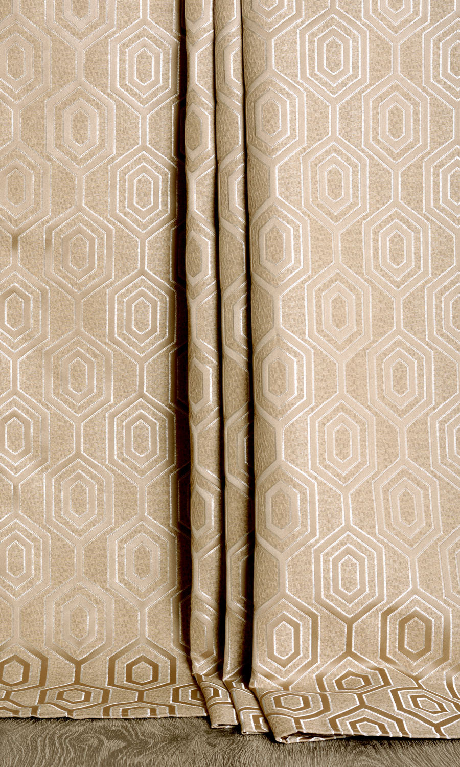 Jacquard Honeycomb Patterned Fabric Material By the Yard (Beige)