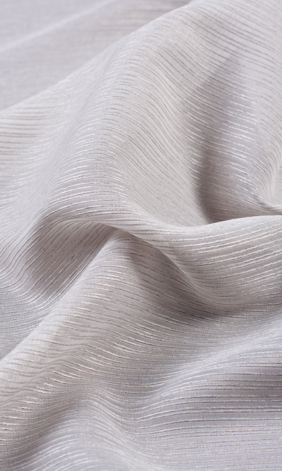 Striped Semi-Sheer Window Treatments Fabric By the Yard (Silver Grey)