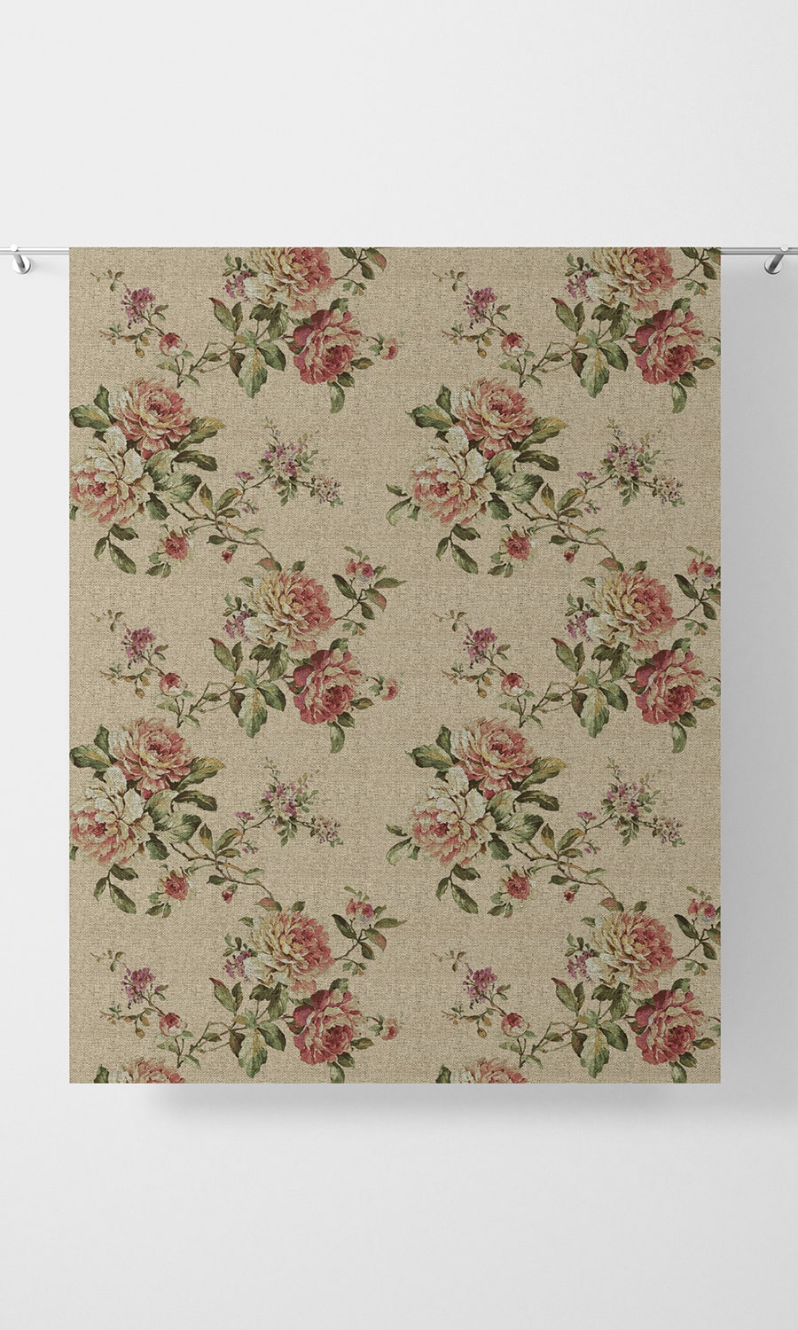 Floral Home Décor Fabric By the Yard (Ochre/ Green/ Red)