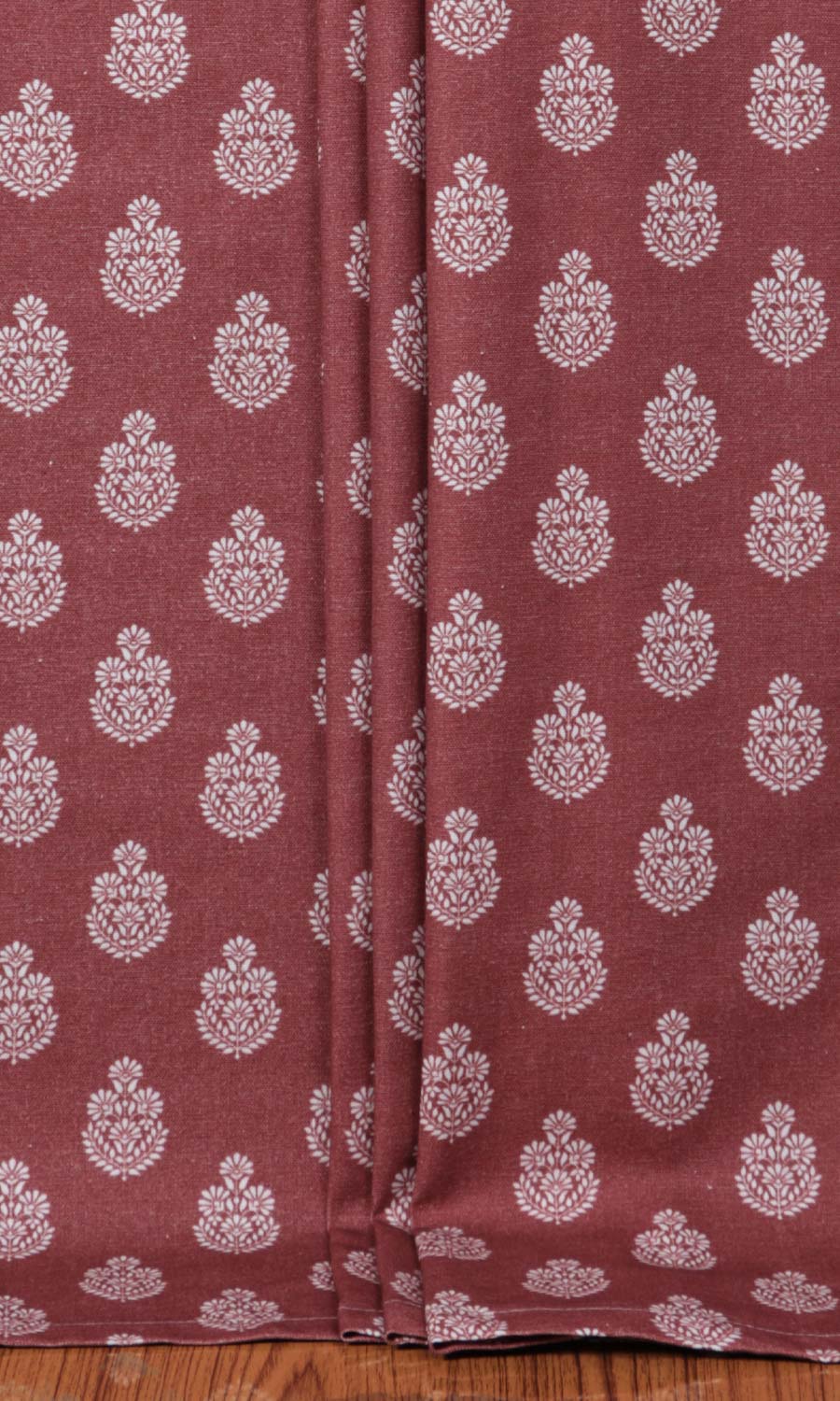 Floral Cotton Home Textile Fabric Material Sample (Maroon Red)