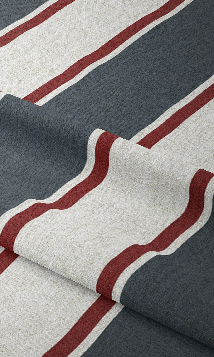 Striped Home Textile Fabric Material By the Yard (Slate Grey/ Red)