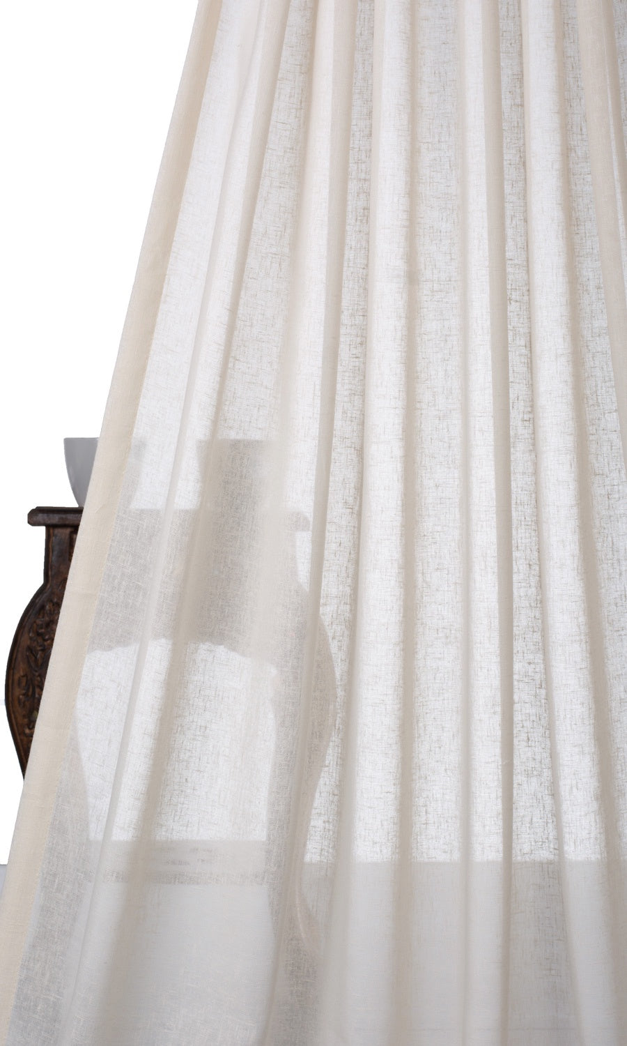 Plain Sheer Home Textile Fabric Material Sample (Warm Ivory/ Pale Beige)