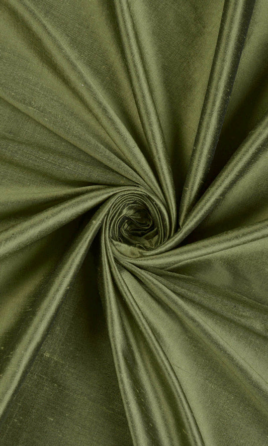 Shantung Silk Home Décor Fabric By the Yard (Olive Green)