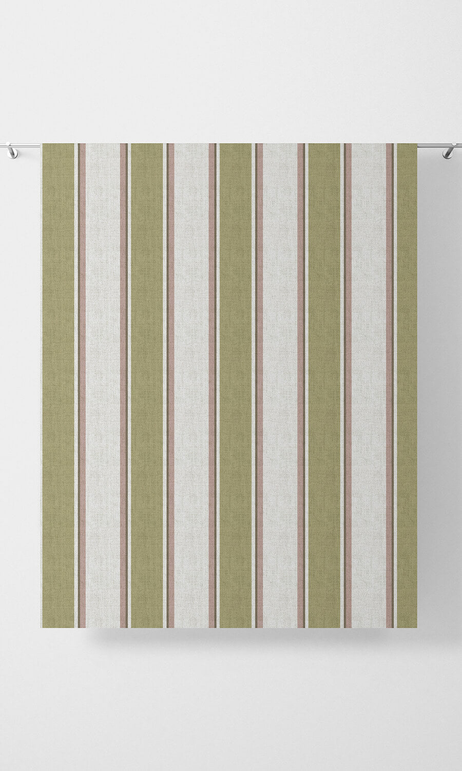 Striped Home Décor Fabric By the Yard (Green/ Pink/ White)