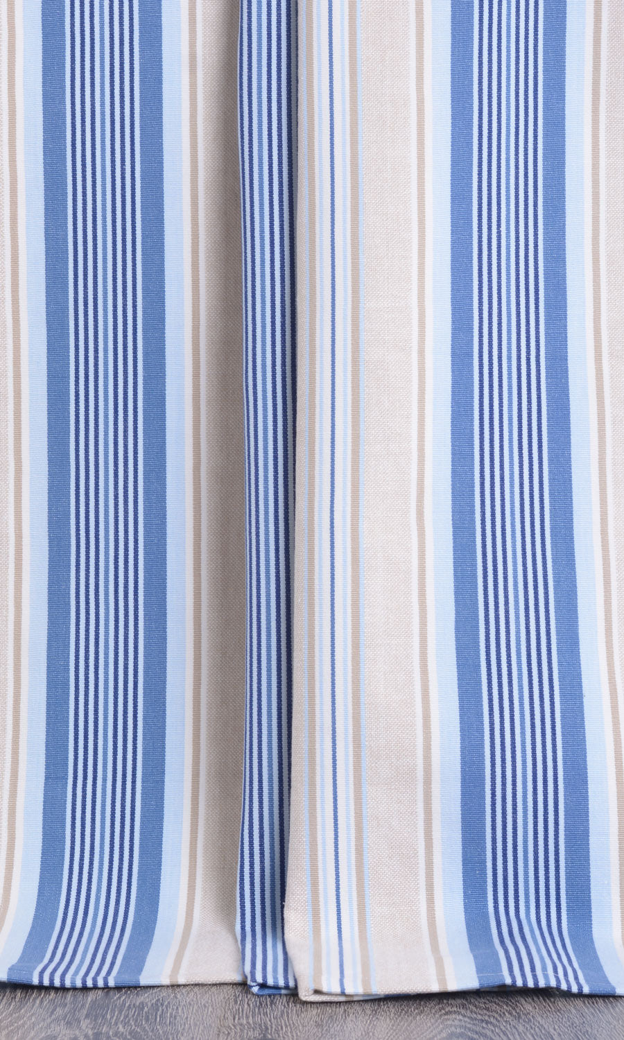 Barcode Striped Pattern  Window Treatments Fabric By the Yard (Blue/ Beige)