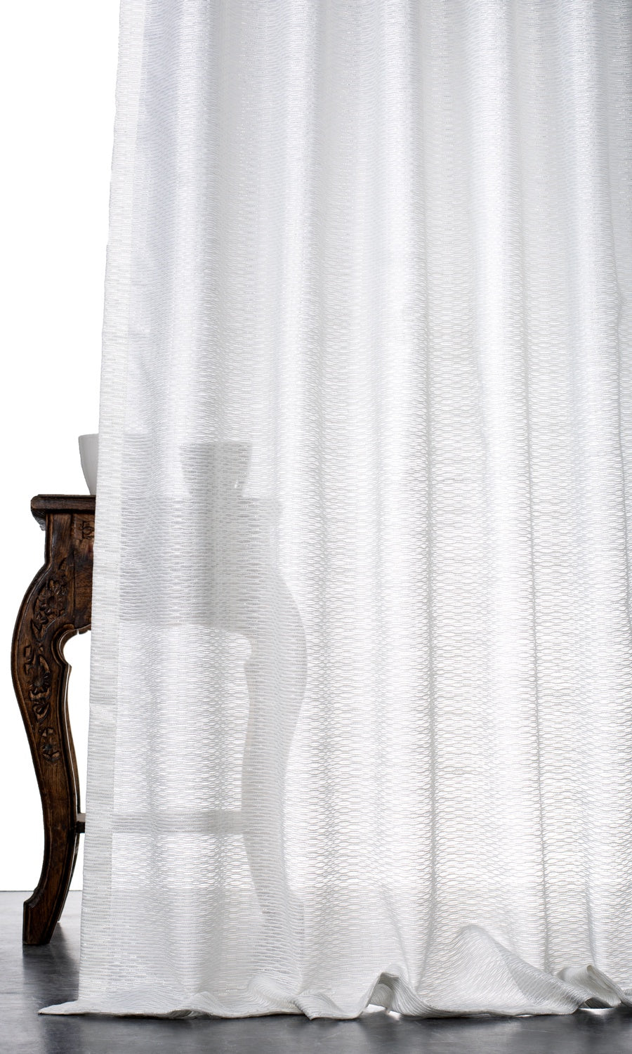 Textured Sheer Home Décor Fabric By the Yard (White)