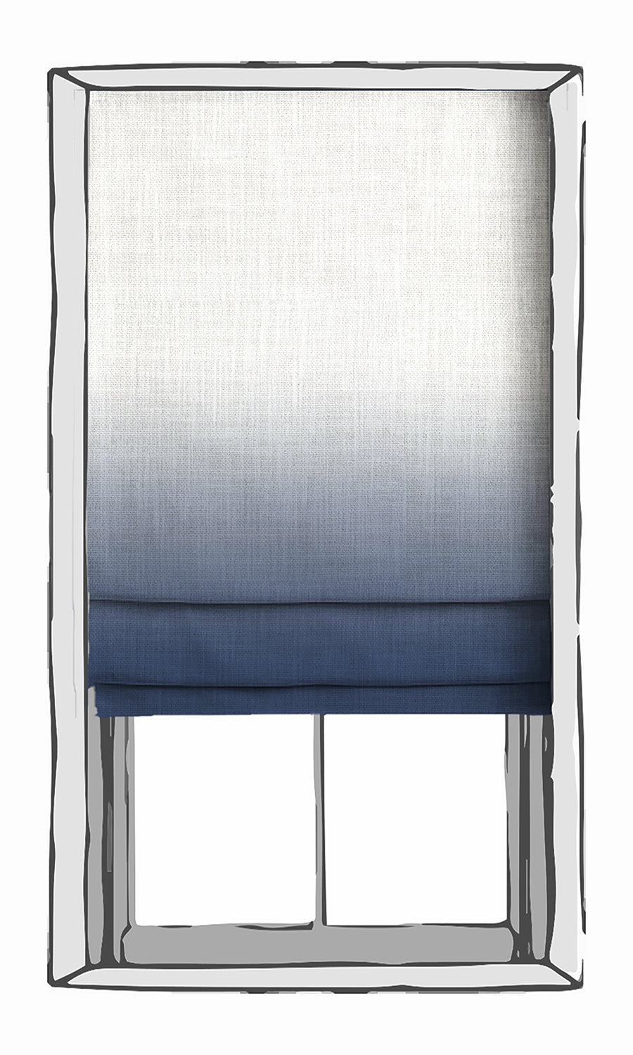 2-Tone Ombre Window Treatments Fabric By the Yard (Navy Blue)