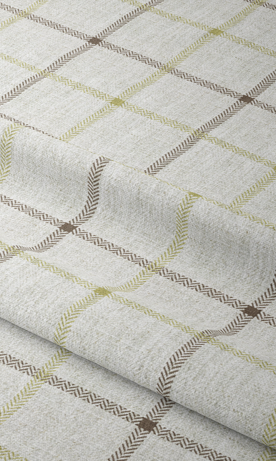 Check Patterned Window Treatments Fabric By the Yard (White/ Green)
