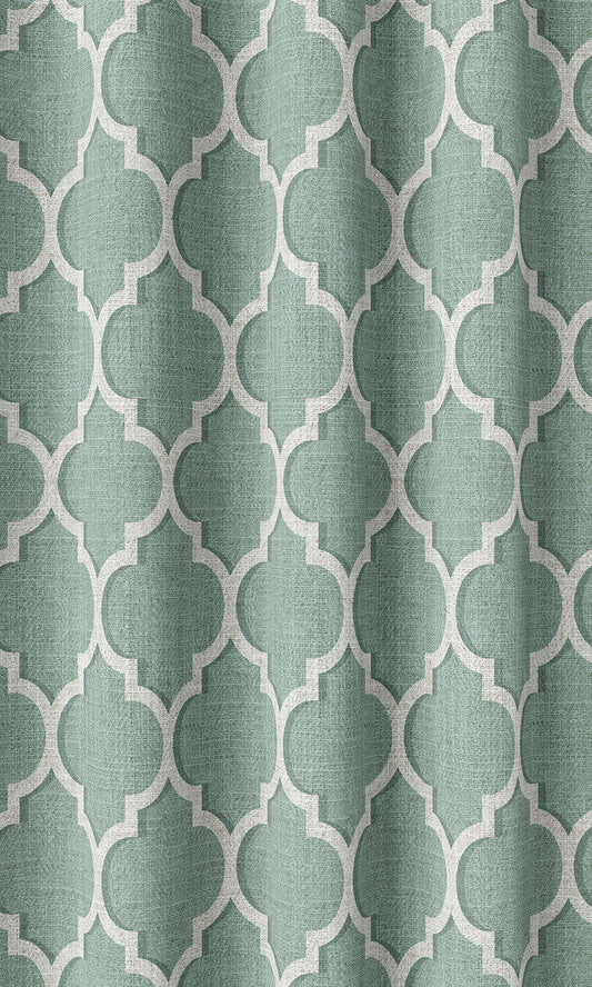 Trellis Tile Print Blinds (Blue/ White)