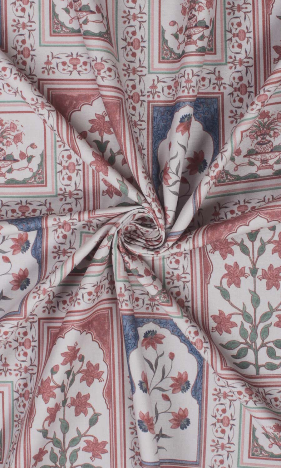 Floral Cotton Free Fabric Material Sample (Blush Red/ Blue)