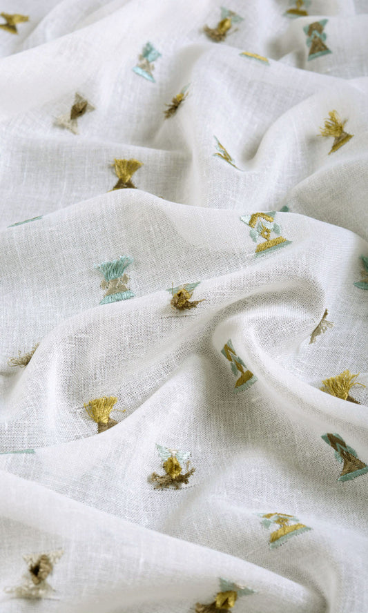 Semi Sheer Blinds (Teal/ Yellow/ White)